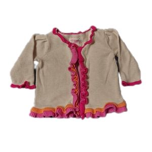 6 M Ruffle Sweater Cardigan Cream Pink Orange Genuine Baby Oshkosh Brand